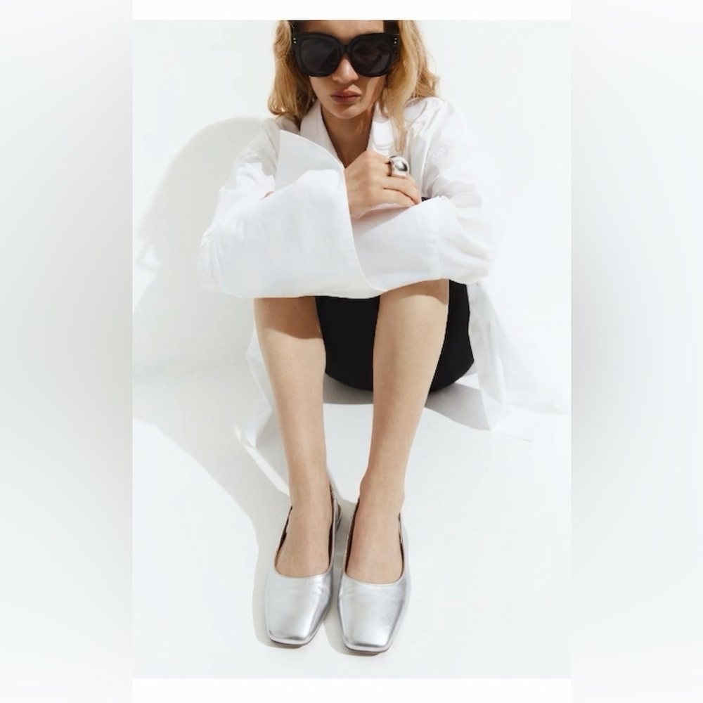 JustFab Silver Slingback Flats